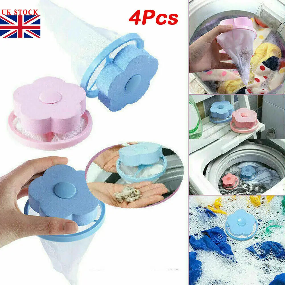 

4 PC Floating Pet Fur Catcher Reusable Hair Remover Tool for Washing Machine Bag