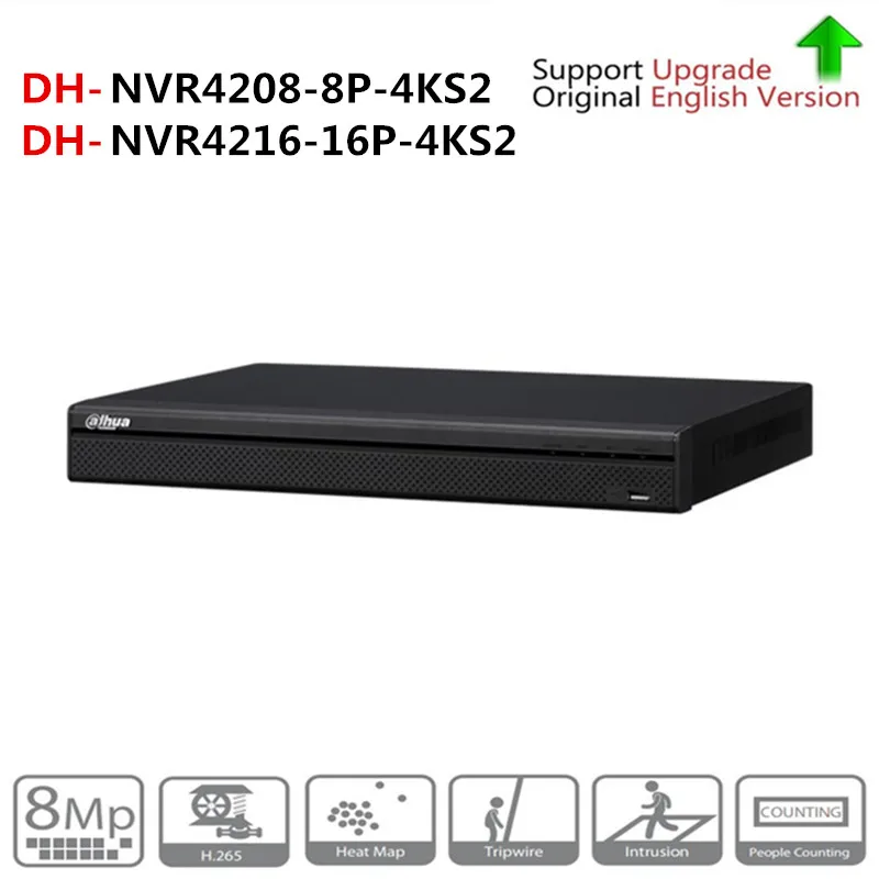 DH 4 К NVR NVR4208-8P-4KS2 NVR4216-16P-4KS2 с PoE Порты и разъёмы Поддержка 4 К POE H.265 2 SATA для профессии IP Камера безопасности Системы