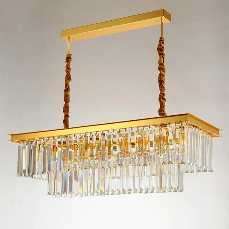 Persegi Panjang Lampu Gantung Ruang Makan Lampu Gantung Kristal Emas Post Modern Desainer Lampu Bar Lampu Kristal Ruang Tamu Lampu Led Chandelier Aliexpress