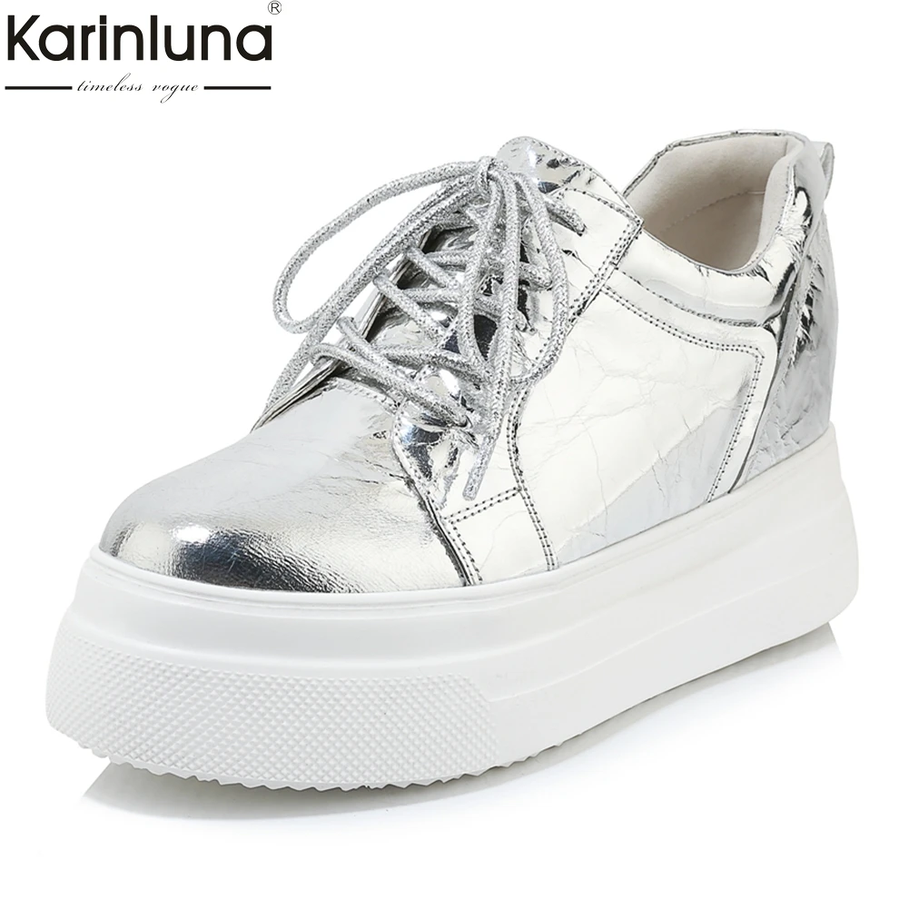 

Top Quality 2019 Fashion INS Genuine Leather High Heels Vulcanize Shoes Woman Sneakers Flat Platform Summer Sneaker Women Shoes