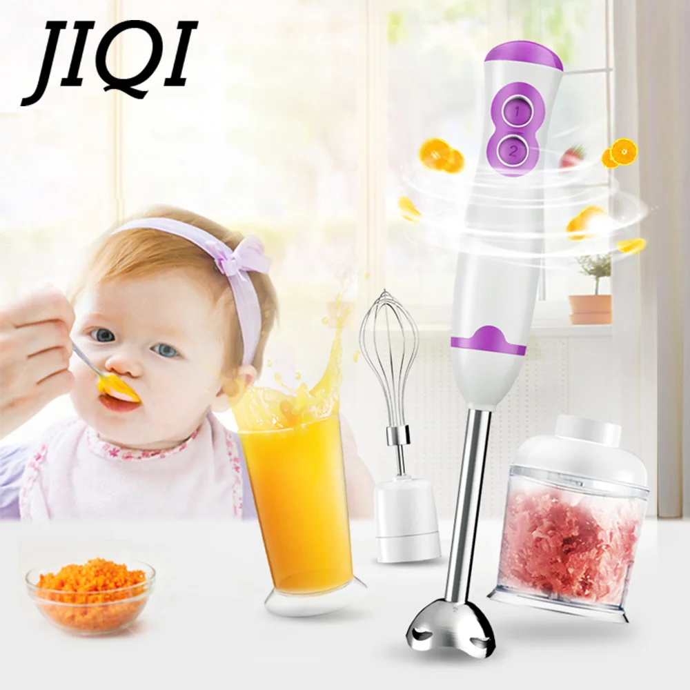 

JIQI Electric Handheld Food Blender Mixer Multifunction Meat Grinder Fruit Vegtable Juicer Egg Beater Chopper Whisk Cream Stick