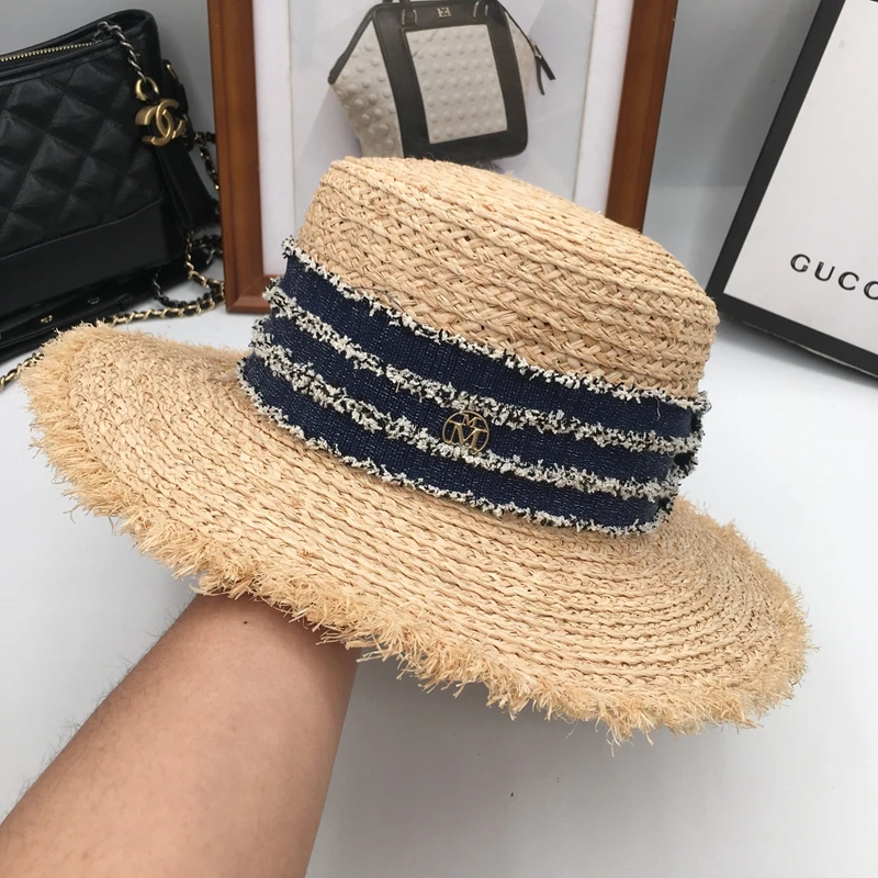 

Summer new small sweet wind M standard lafite grass big eaves shading is prevented bask in female straw hat outdoor beach hat