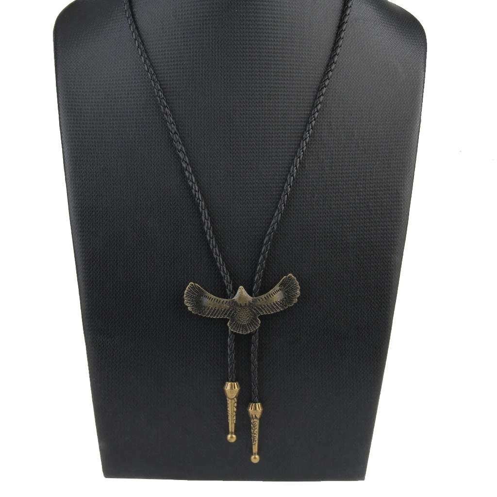 Adult Men Antique Style Alloy Metal Eagle Pendant Bolo Tie Necktie Necklace 