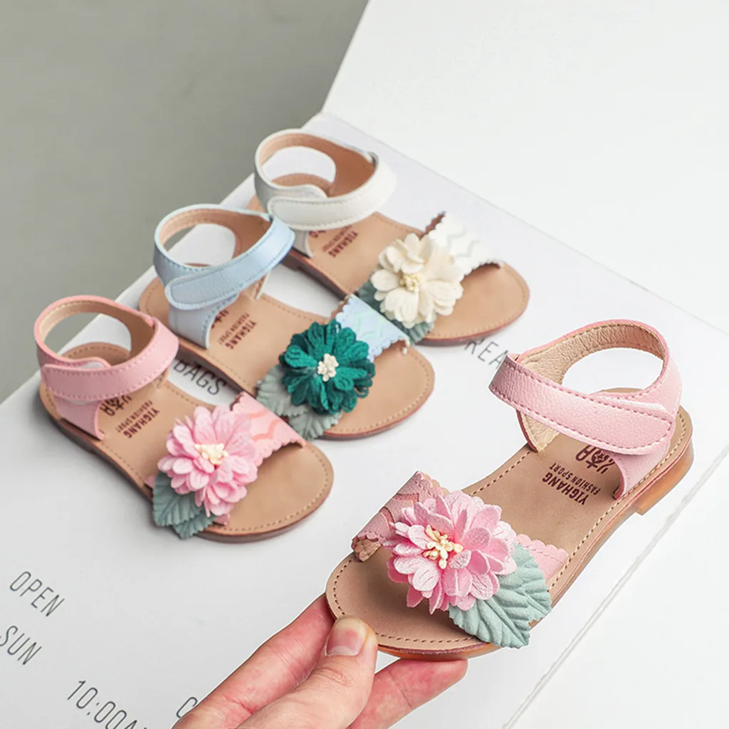 

CHAMSGEND Toddler Infant Kids Baby Girls Casual Sandals Single Flower Hook Shoes For Kids Erkek Bebek Sandalet MAR18