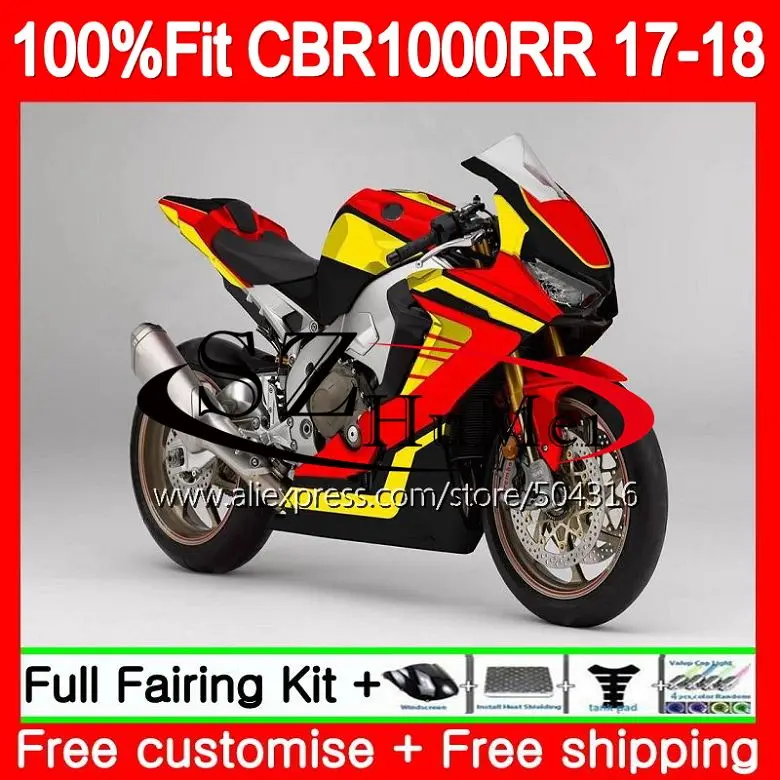 Инжекционный комплект + бак для HONDA CBR 1000 RR CBR1000RR 17 18 107SH.7 1000RR Φ CBR1000 желтый красный