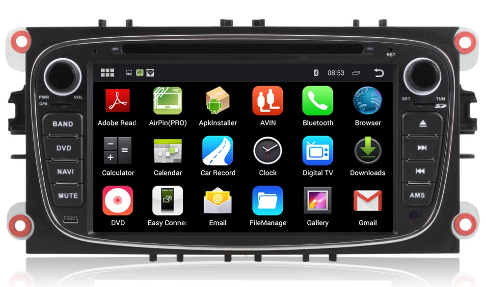 Flash Deal Quad Core 1024*600 2 Din Android 5.1.1 Car DVD GPS Navigation for Ford Mondeo S-Max Cmax Focus GPS Radio RDS Autoradio Wifi 3G 1