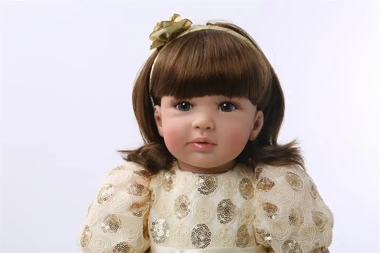 60 см Силиконовые Reborn Baby Doll игрушки принцесса сладкий малыш младенцы с золотым платьем прекрасный подарок на день рождения