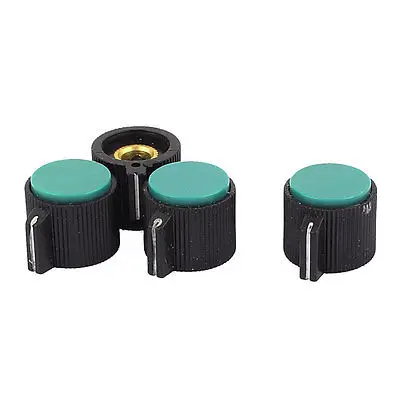 Зеленый Топ 6 мм Диаметр Вала Пластиковые Ротари Encoder Регулятор Cap Черный 4 Шт. |