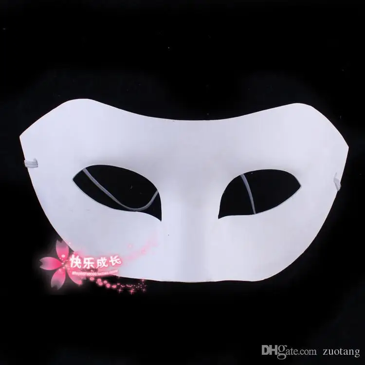  Plain White Environmental Paper Pulp Zorro street dance Masks Half , DIY Hand painted Fine Art Programs 