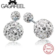 GAGAFEEL,, полностью хрустальные серьги, серебро 925 пробы, двойной шар, женские серьги-гвоздики, ювелирные изделия высшего качества