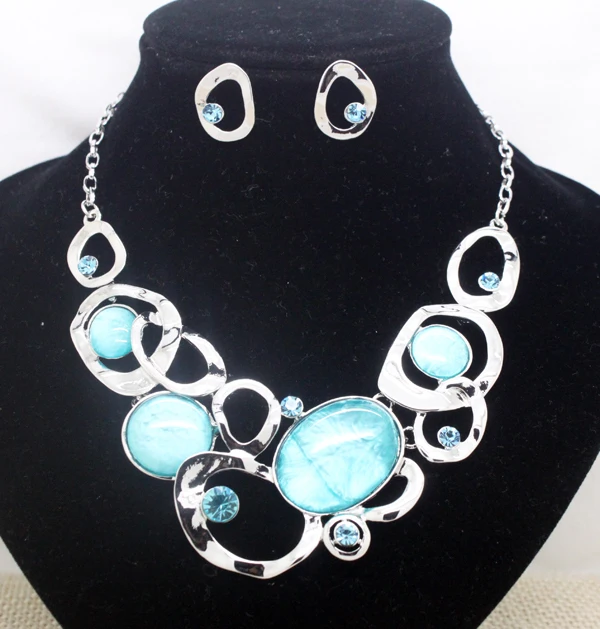 newest design fashion blue wedding party brand jewelry sets costume