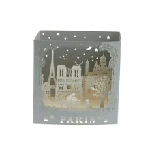 1 PC famosa vista nocturna de la ciudad de París tarjetas postales 3D Pop Up hecho a mano Vintage tarjetas de felicitación papel de rasguño 10,5X10,5X7 Cm