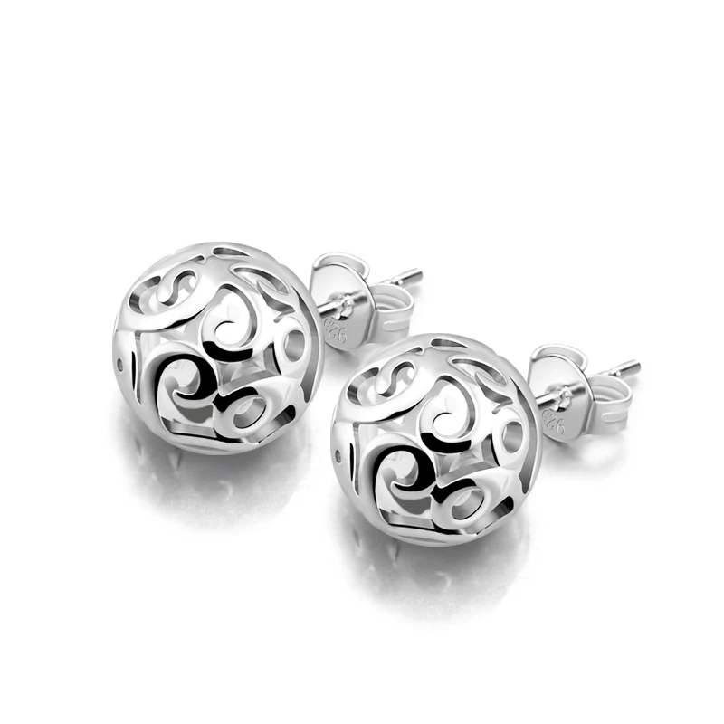 

Retro Pure Silver Jewelry Delicate Solid 925 Sterling Silver Earrings Modern beautiful pierced ball stud earrings for women/girl