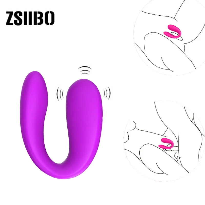 Erotic toys Silicone vibrator Two color U-shaped sides stimulate Vaginal anal double stimulation toys for adults