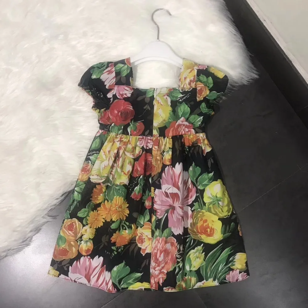Платье с цветочным рисунком для маленьких девочек, милое летнее платье для маленьких девочек, детская одежда высокого качества