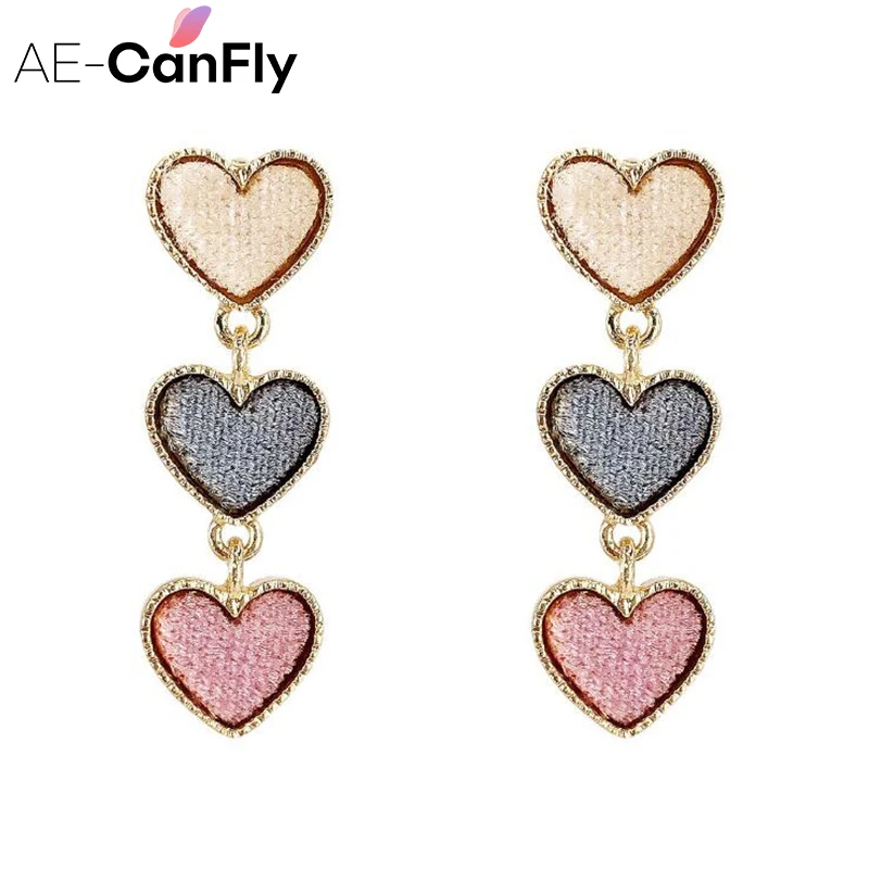 AE CANFLY 2018 сладкий бархат Любовник Сердце мотаться падение серьги Brincos корейские