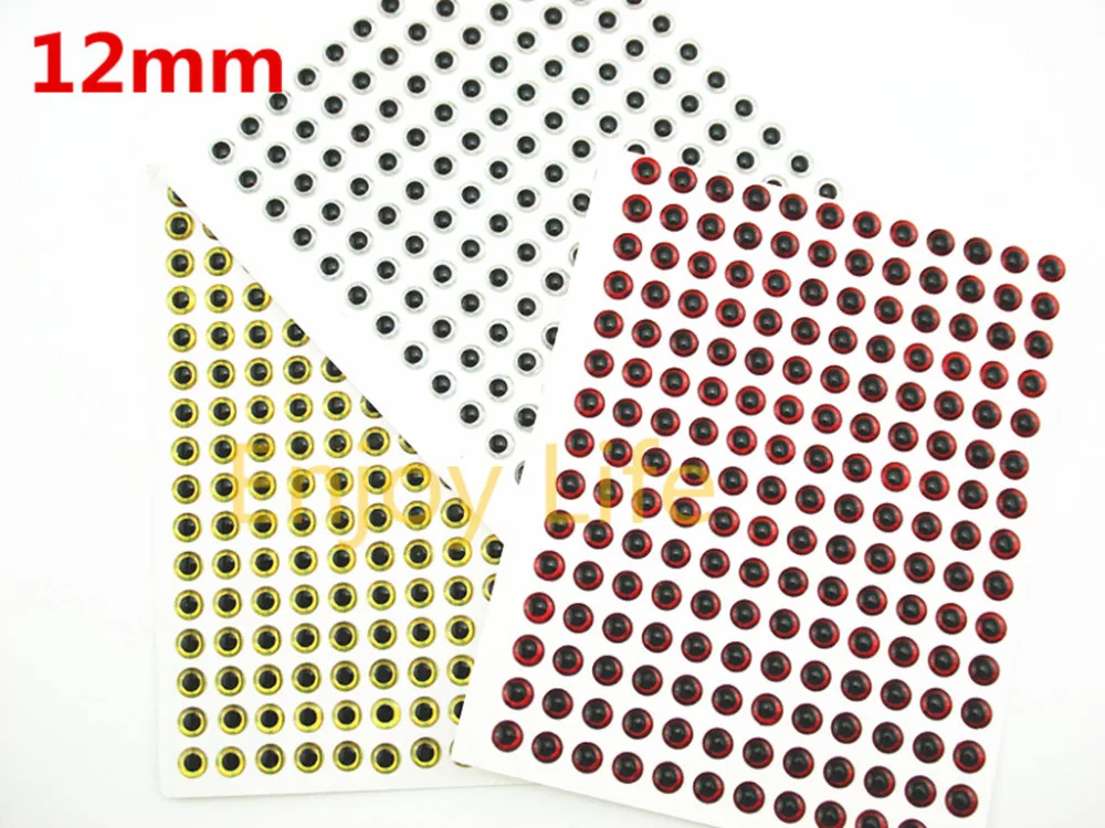 

500Pcs*12mm 3D Holographic Fishing Lure Eyes, Fly Tying, Jig, Lure Baits Making Silver Golden Red