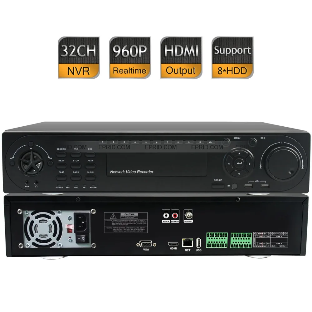 32CH 960 P 720 P 2U P2P 24CH 1080 P NVR в режиме реального времени HDMI аудио 8 SATA сигнализации