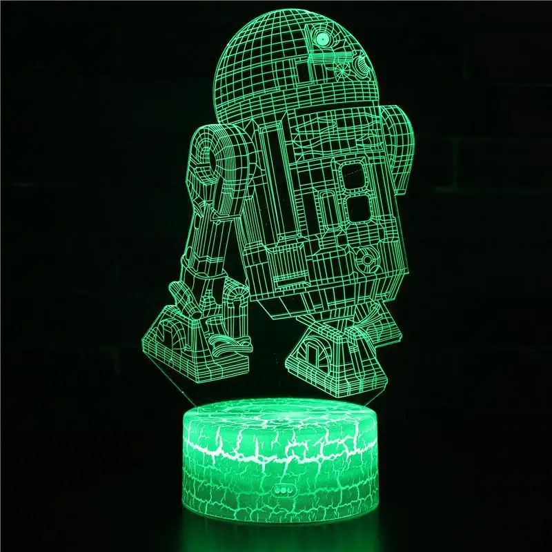 Светильник King Star Wars Master Yoda Darth Vader R2D2 Death BB8 Trek Millennium X Fighter 7 цветов 3D оптический