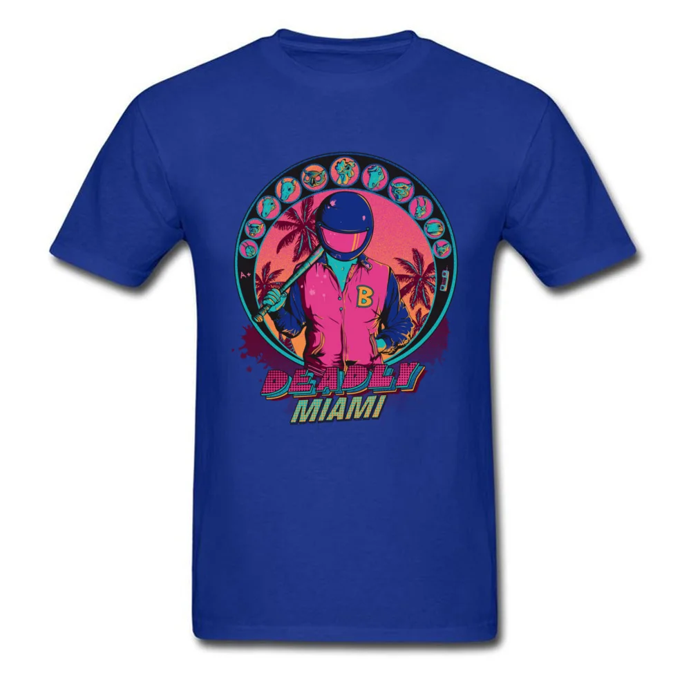 Deadly Miami Leisure T-shirts for Men 100% Cotton Fabric VALENTINE DAY Tops Tees Tee Shirts Short Sleeve Latest Crew Neck Deadly Miami blue