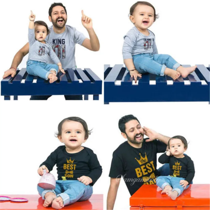 

CANIS Cotton Print Letter Dad&Son T-Shirt Daddy Baby Kid KING BEST Matching Shirts Family Clothes Tops Baby boy Boys T-Shirts