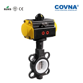 

DN250 Wafer Type Pneumatic Butterfly Valve Double Acting Cast Iron Body with SS304 Disc PTFE Sealing