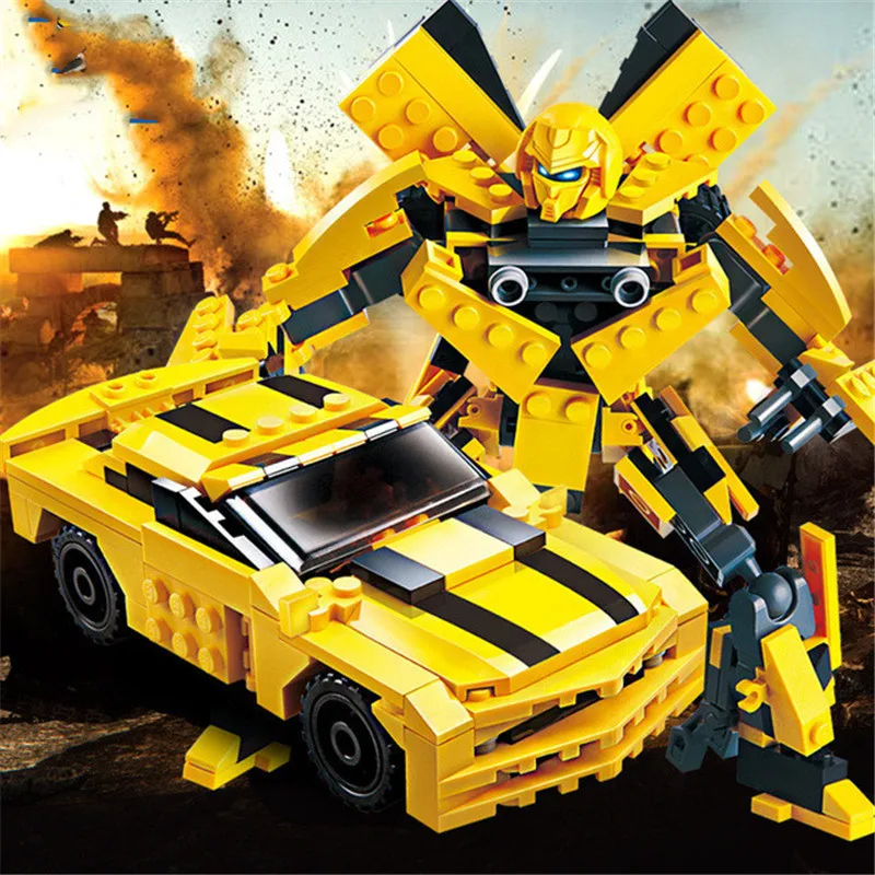 

8711 Transformation Robot Yellow Car Bricks legoings building blocks toys for children Starwars Creator Educational Toys