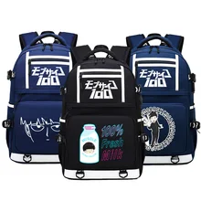 Mob Psycho 100 аниме-рюкзаки для подростков зарядка через usb рюкзак для ноутбука брезентовые школьные рюкзаки Bookbag Большие женские дорожные сумки