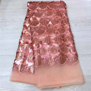 

Graceful party dress lace French net lace fabric with sequins for fashion dress JNZ284(5yards/lot)