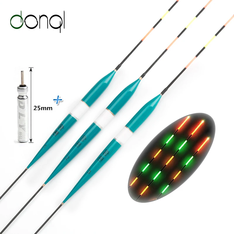 

3pcs LED Fishing Float Electric Float Light + Battery Deep Water Float Fishing Tackle Bobber Fishing Gear With electron 1# 2# 3#