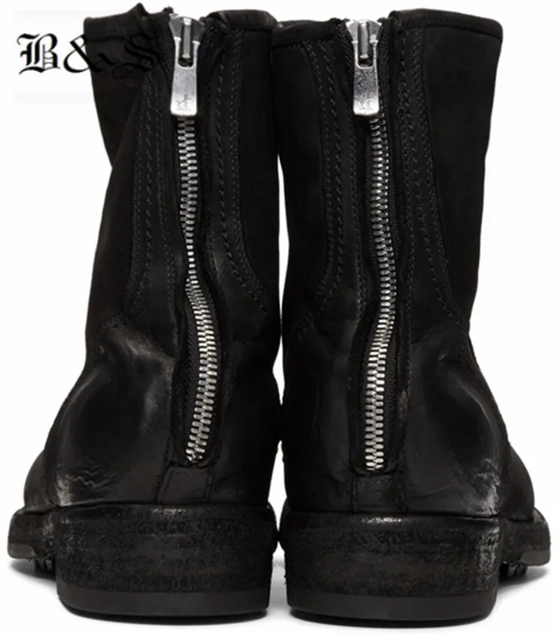 Черный и Street Винтаж Ретро ковбойские военные ботинки стереть старую ручной работы из натуральной кожи высокого качества стройная фигура west Boots