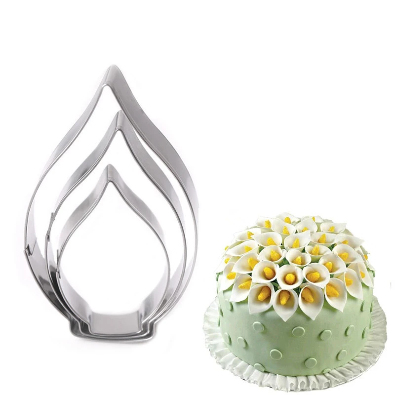 

3pcs/set Calla Lily Cookie Cutter 3D Sugarcraft Fondant Cake Pastry Biscuit Baking Mold DIY Cake Decorating Tools E875