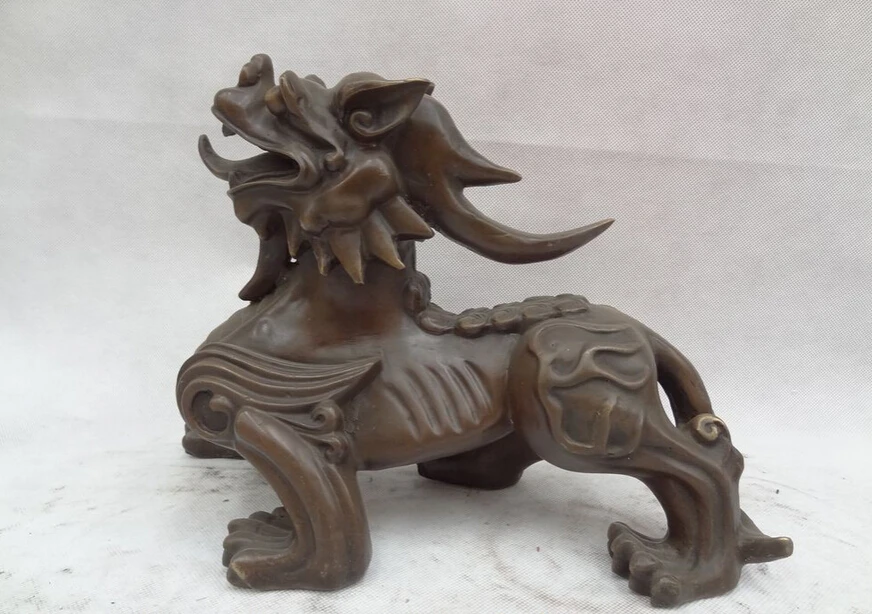 

Collectible bronze S1373 14" Chinese Bronze Animals FengShui Wealth Dragon Unicorn Kylin Statue Sculpture B0403