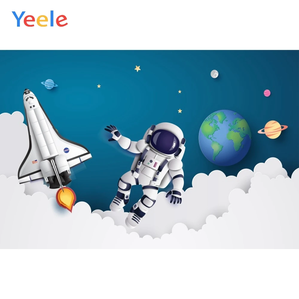 

Yeele Astronaut Rocket Spaceship Universe Photographic Backgrounds Boy Birthday Party Photography Backdrop For Photo Studio