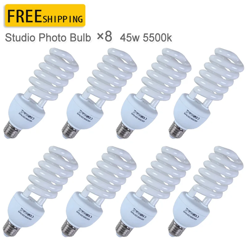 Photo studio 45W Bulbs Photography Lighting Kit E27 Screw 220V 5500K 8pcs Inroom Light Photo Studio Bulb Lamps Photo studio 45W Bulbs Photography Lighting Kit E27 Screw 220V 5500K 8pcs Inroom Light Photo Studio Bulb Lamps