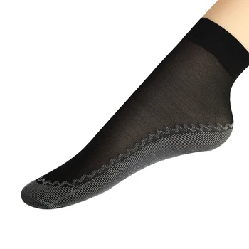

Skritts 5Pairs Summer Sexy Crystal Silk Socks for Women Ultrathin Transparent High Elastic Black Nylon Short Socks Ankle Socks