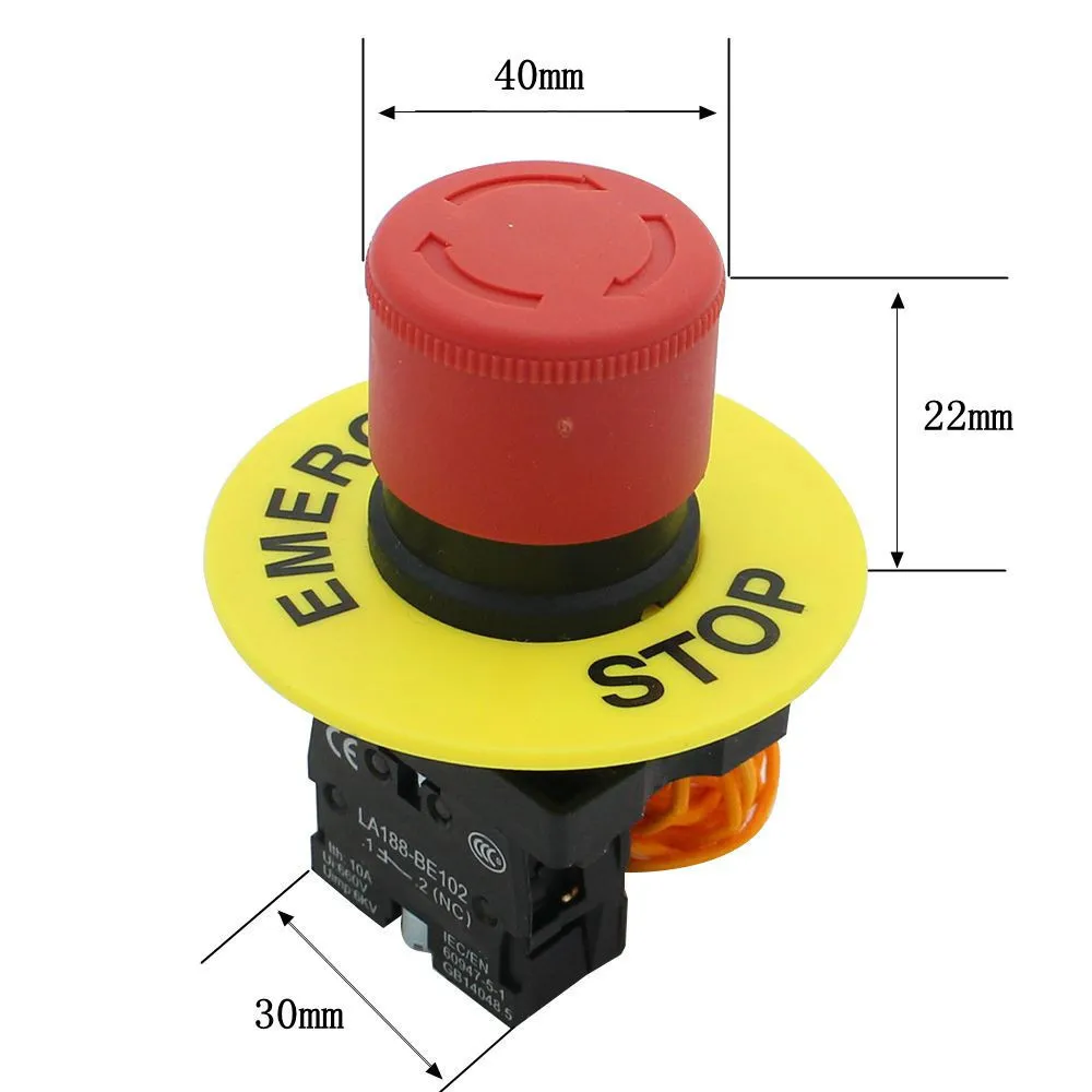 Electrical Buttons For Industrial Electrical Equipment Start And Stop Buttons NC Emergency Stop Tuttons Multiple Models 1 Pc - Цвет: LA188-ES442(STOP)NC