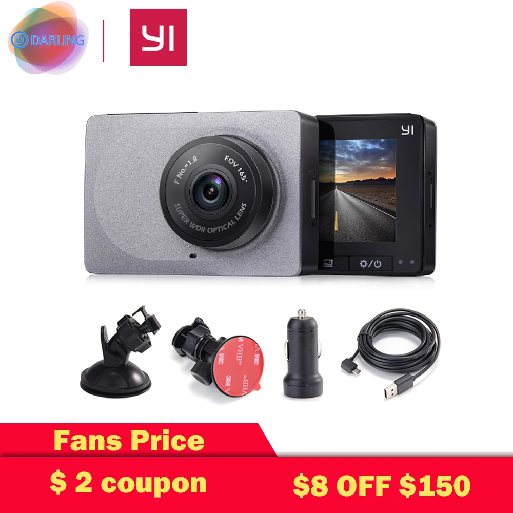 YI Dash camera 2 7 &quotэкран Full HD 1080P 60fps 165 градусов широкоугольный Автомобильный