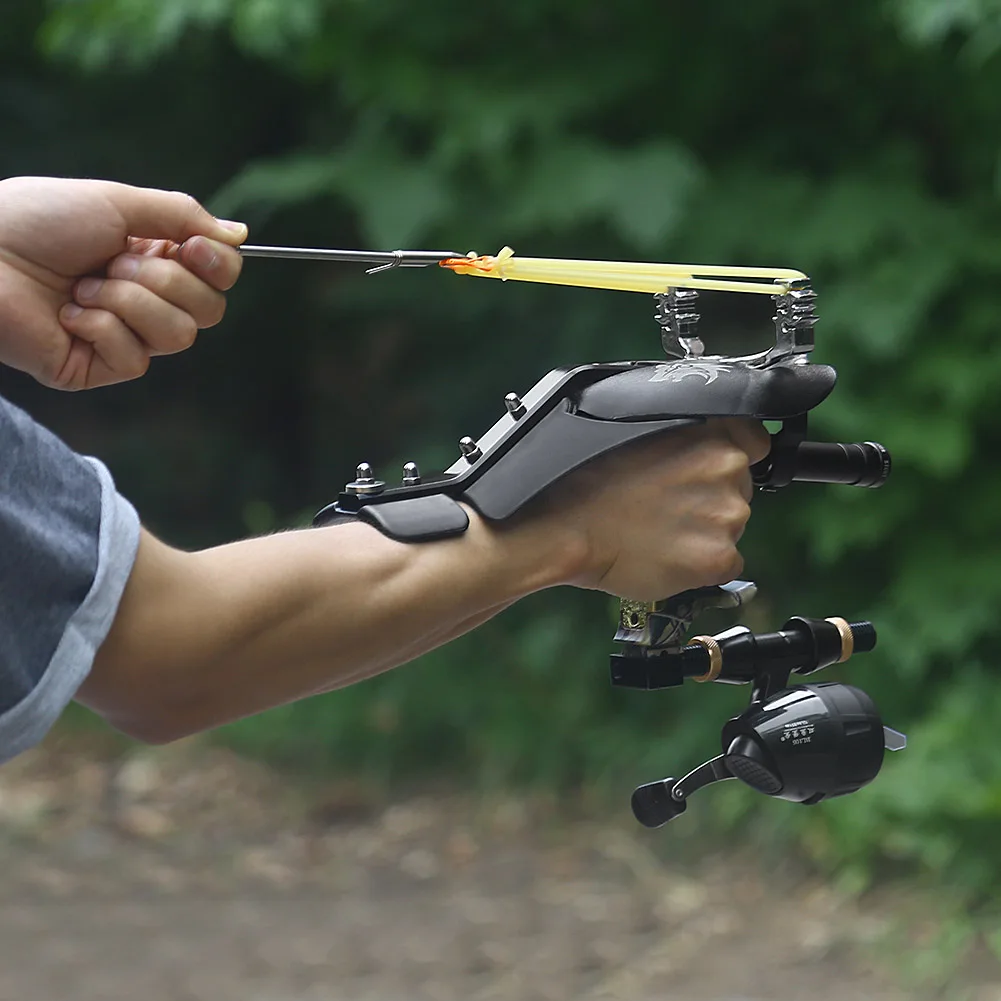 

Fishing Hunting Archery Bowfishing Sling shot Fishing Reel Laser Shooting Catapult w/ Flashlight