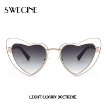 SWECINE сердце солнцезащитные очки для женщин фирменный дизайн солнцезащитные очки «кошачий глаз» ретро любовь в форме сердца очки дамы покупки солнцезащитные очки UV400