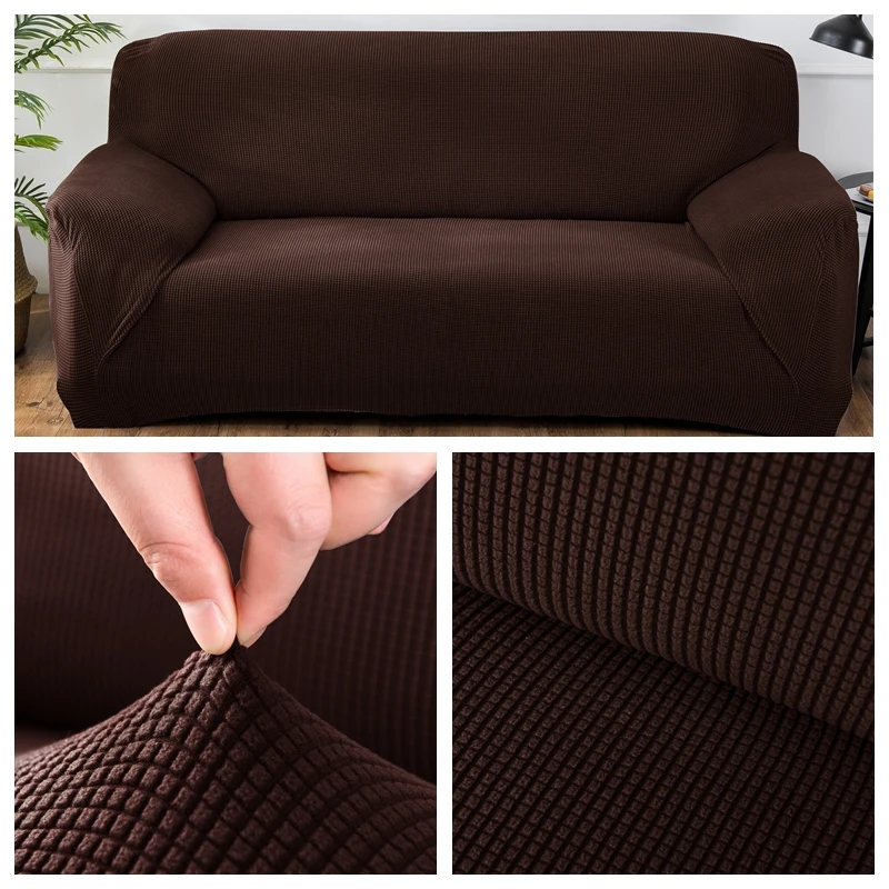 Флисовый тканевый чехол для дивана, растягивающийся чехол для дивана с защитой от домашних животных, чехлы для дивана, моющиеся съемные чехлы для дивана, чехлы для влюбленных - Цвет: Brown