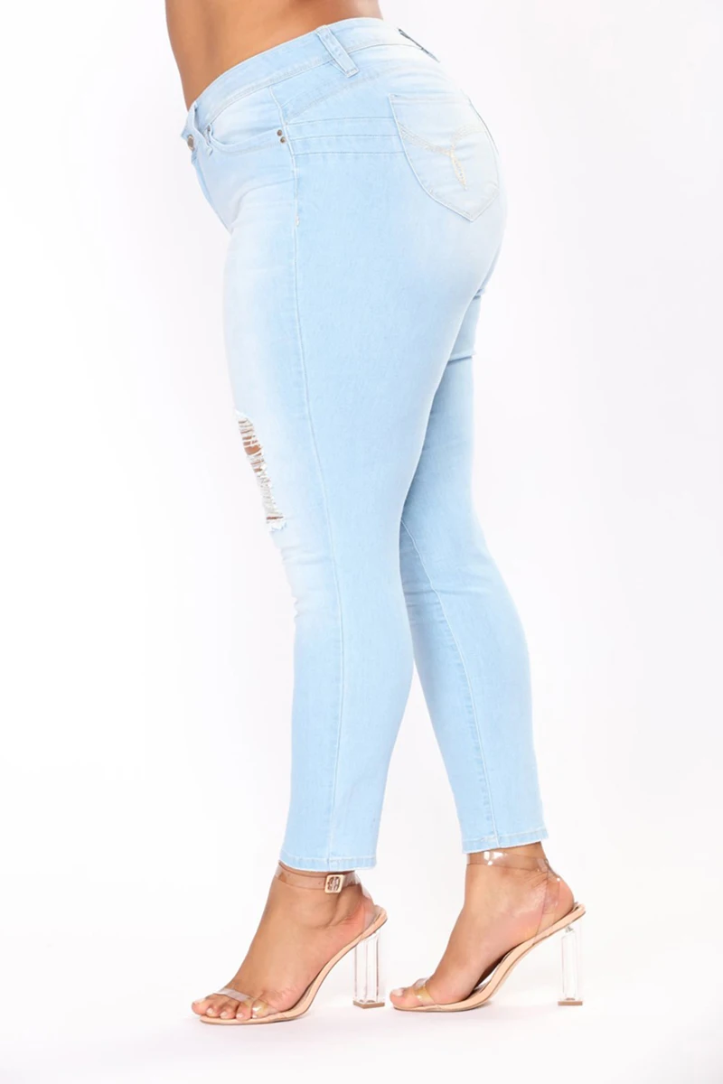 Плюс размер Джинсы для женщин Для женщин Высокая Талия обтягивающие узкие синие джинсы Брюки для девочек Для женщин на молнии стрейч промывают Джинсы для женщин Для женщин 4XL 5XL 6XL 7XL большой бедра