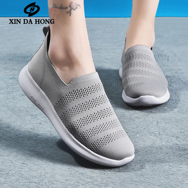 

Women Shoes 2019 New Sneakers sock shoes Women Breathable Slip On Flat Shoes Soft Bottom Sneakers Casual light Walking shoes