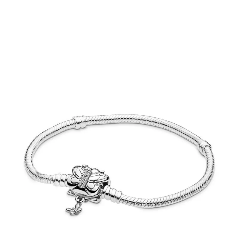 

925 Sterling Silver Bracelets Jewelry Snake Chain Charms Bracelets Butterfly Clasp Fashion DIY Spring Jewelry Beaded Bracelets
