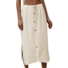 KLV женская летняя юбка Последняя мода юбка женская пуговицы бандажная эластичная винтажная длинная юбка с высокой талией D4