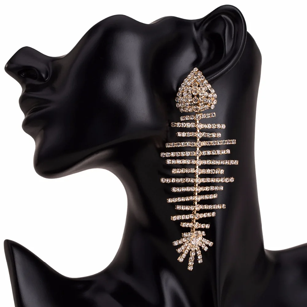 Геодезические Потрясающие Стразы Шарм «Рыбная кость» Висячие серьги для женщин модные ювелирные изделия брендовая коллекция серьги аксессуары