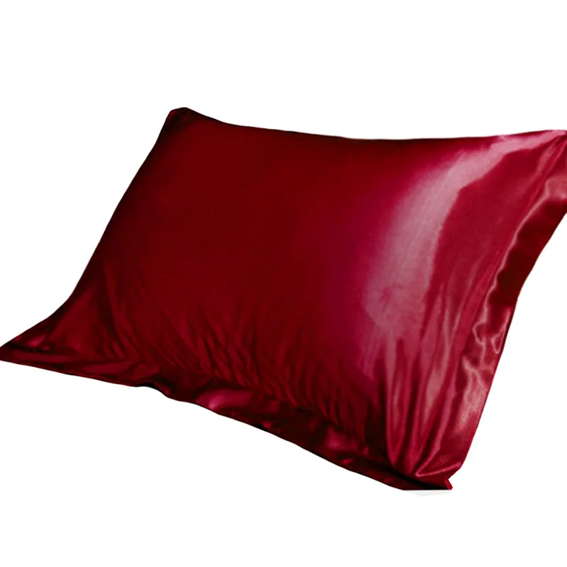 Urijk, роскошная наволочка для кровати, удобная, чистая, имитирующая шелк, атласная наволочка, одинарная наволочка, 48x74 см - Цвет: wine red