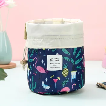 

Ladies Drawstring Cosmetic Bag Oxford Cloth Round Print Cosmetic Bag Travel Portable Cosmetics Storage Accessories Simple