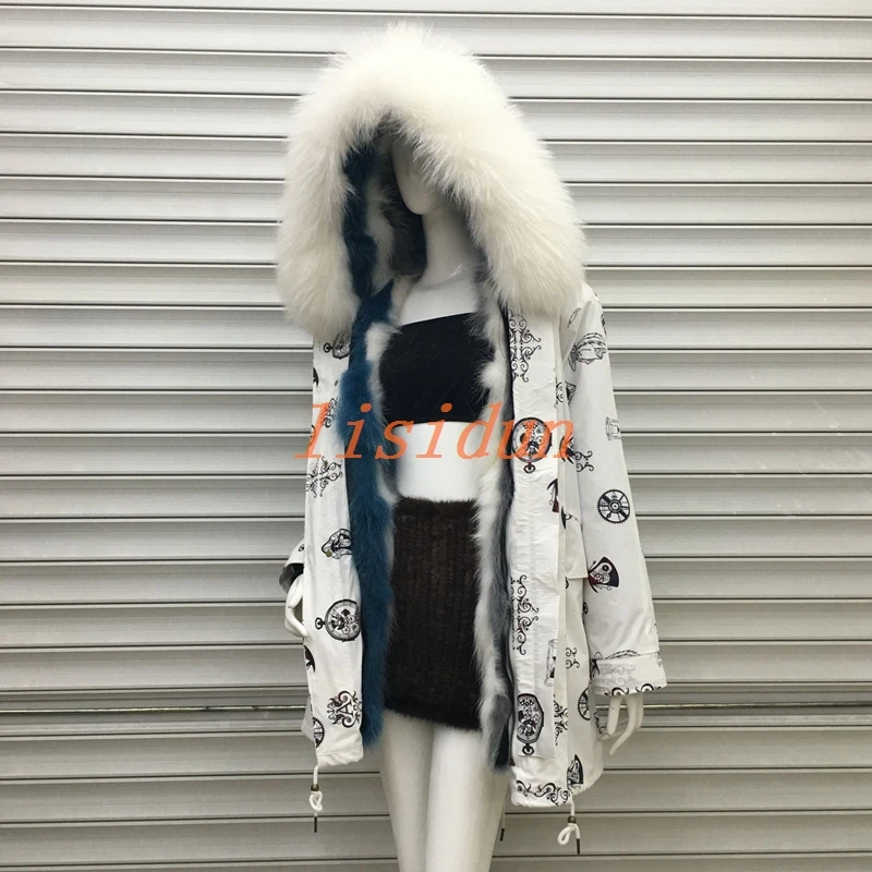 

lisidun 2018 fur coat fox parkas winter jacket coat women parka big real raccoon fur collar natural fox fur liner long outerwear