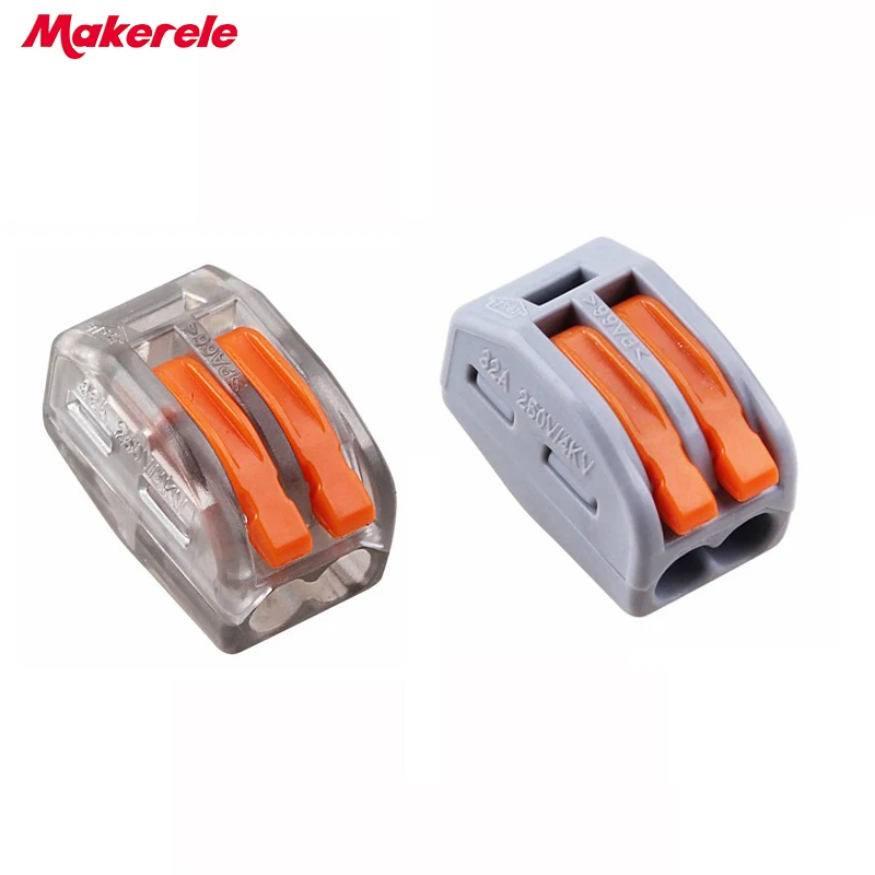 

10pcs WAGO 222-412(PCT212) Universal Compact Wire Wiring Connector 2 pin Conductor Terminal Block With Lever 0.08-2.5mm2